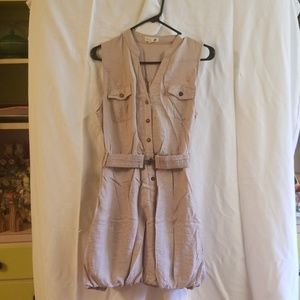 Belted tan bubble dress